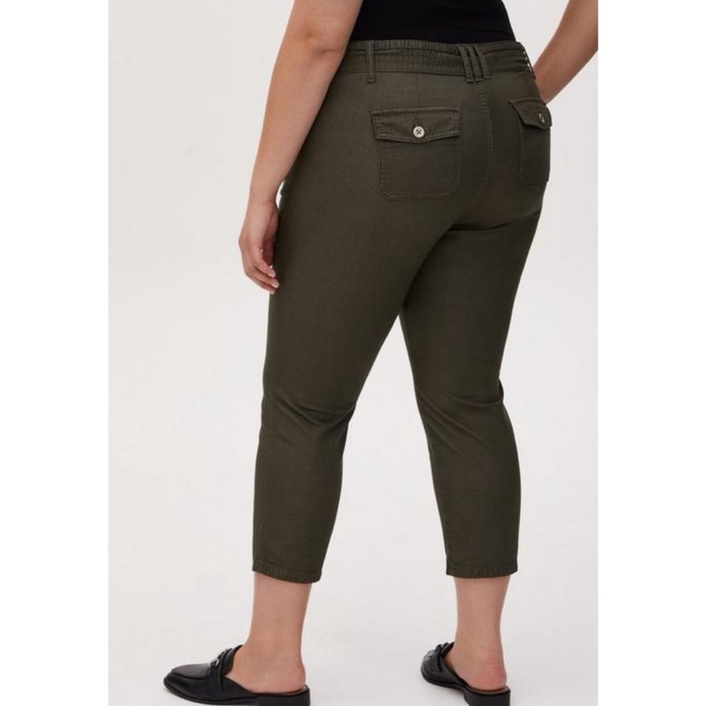 Crop Skinny Stretch Twill Mid-Rise Tie-Front Pant Deep Depths Size 14 - Picture 3 of 7